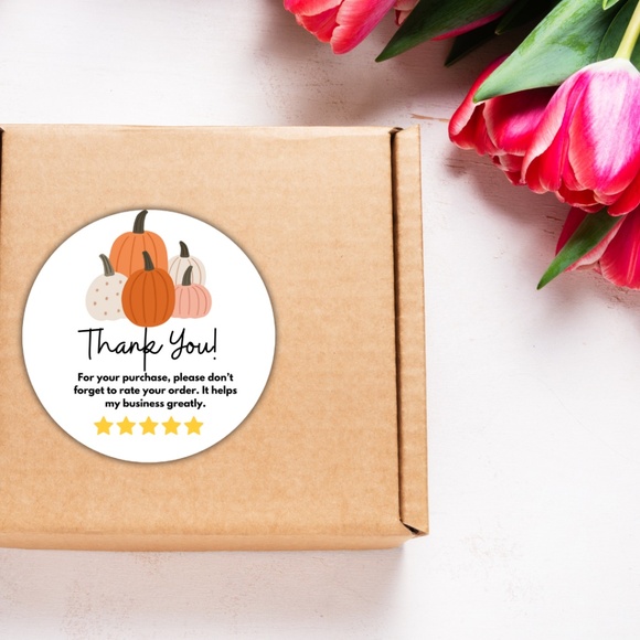 New Fall Pumpkin Thank You Stickers 2" 24 Count - Picture 4 of 4